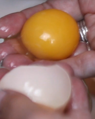 hands separating an egg yolk from its white.