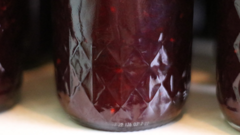 Jars of blackberry plum jam