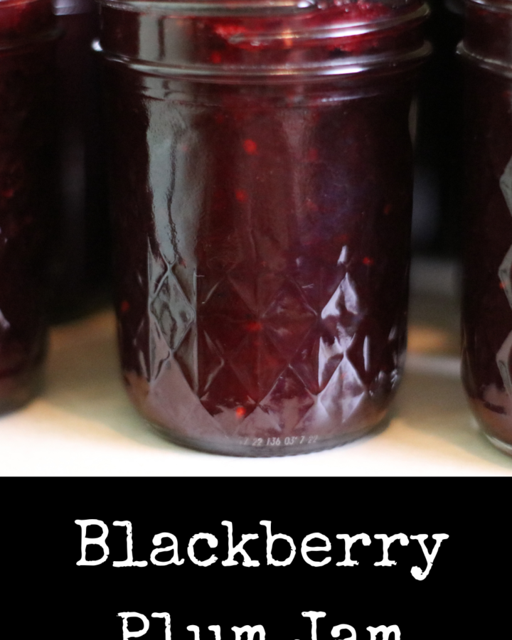 Jars of blackberry plum jam