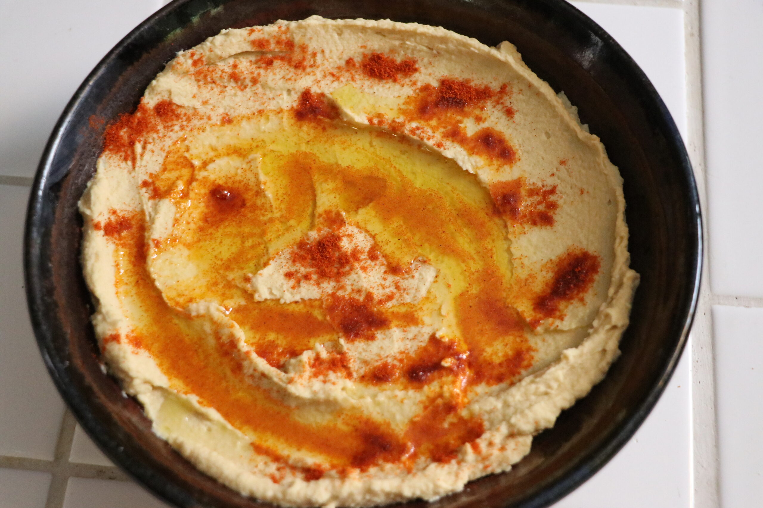 a bowl of hummus