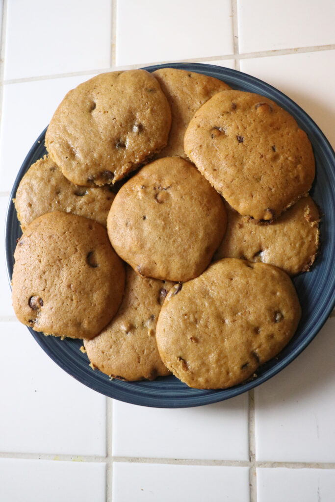pumpkin chocolate chip cookies a plate of pumpkin chocolate chip cookies