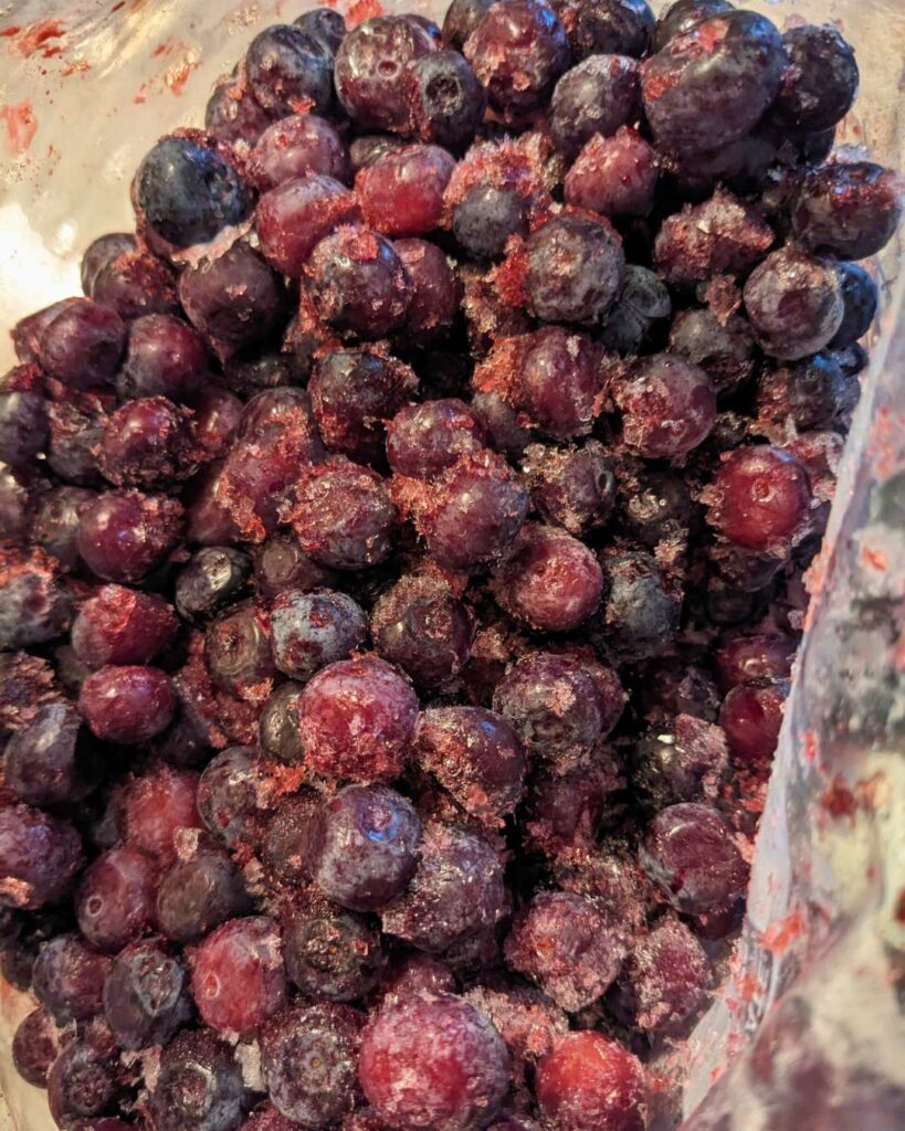 a bag of frozen blueberries