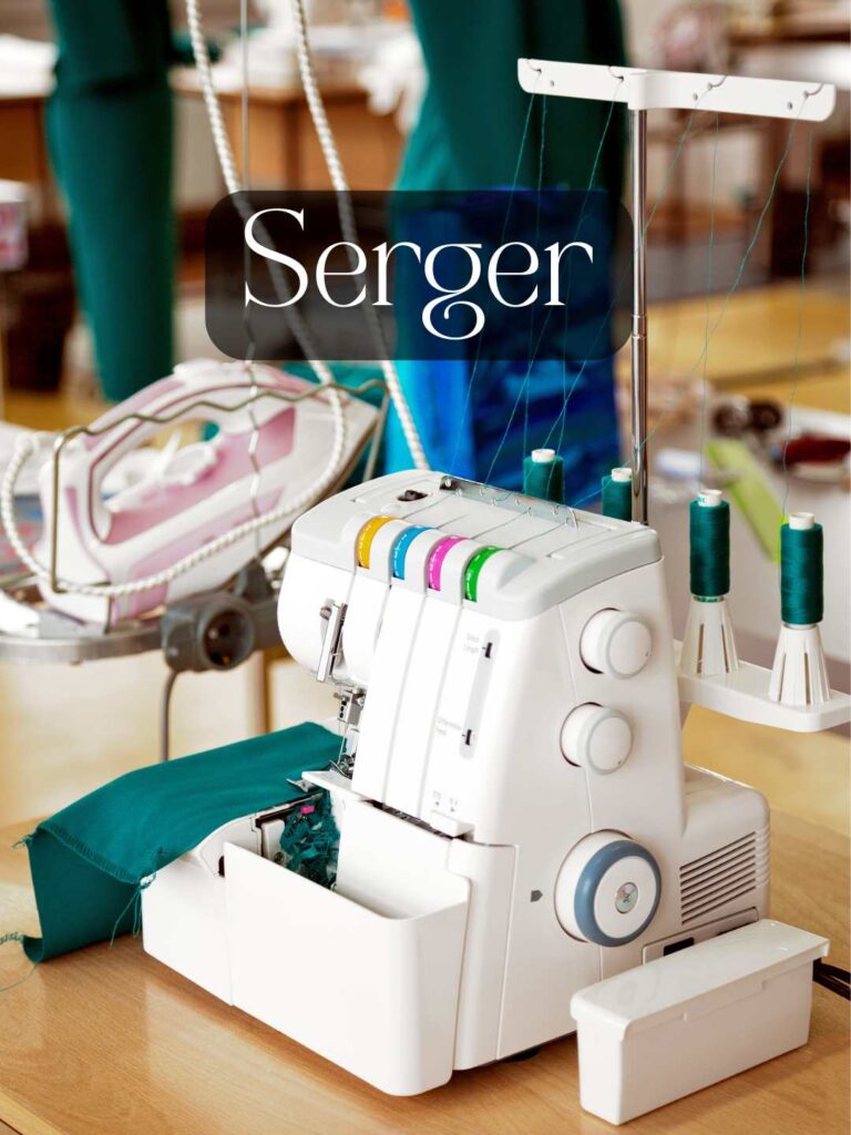a serger sitting on a work table