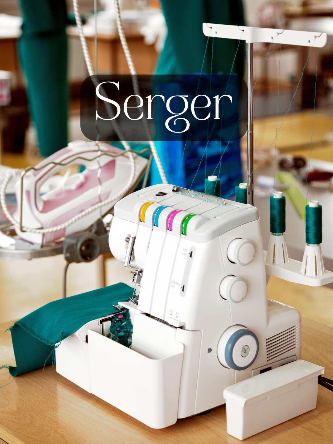 a serger sitting on a work table